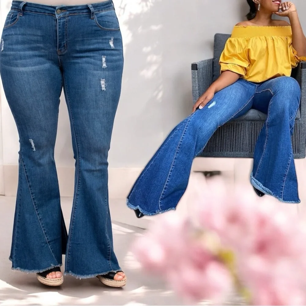 L&B/HomeFolk Plus Size Hitchhiker Mid Rise Flare Bell Bottom Jeans NEW - Picture 6 of 15